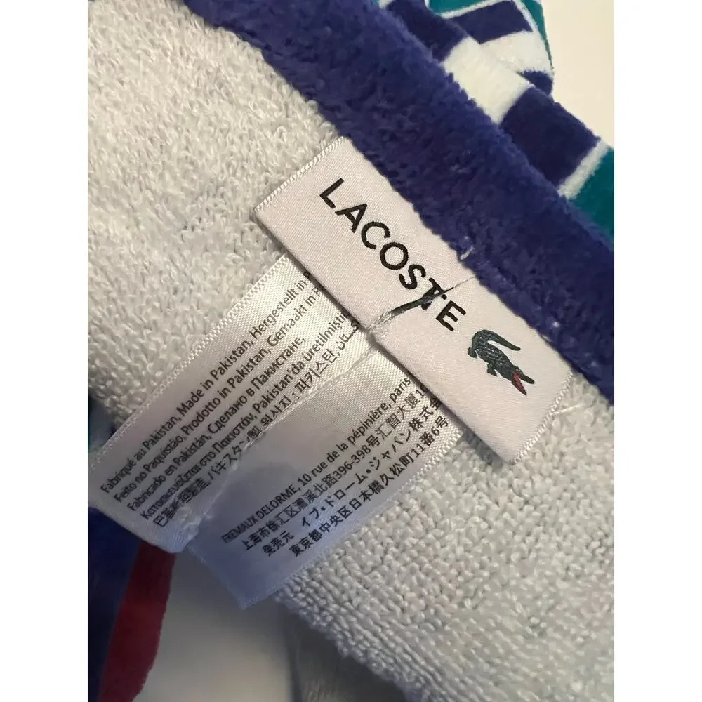 Lacoste oversized graphic geometric beach towel cotton blue / green white NEW